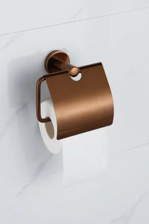 Top Vente Fortifura Calvi Porte-rouleau papier WC - avec couvercle - cuivre brossé