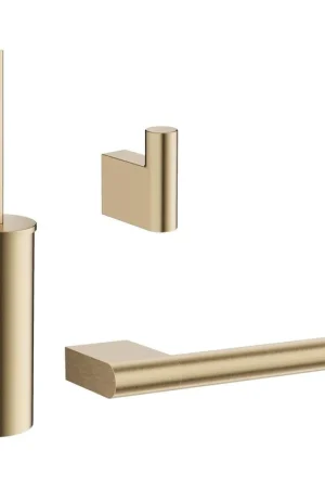 Crosswater MPRO ensemble d’accessoires pour WC - porte-balai de WC - patère pour serviette - porte-rouleau de papier toilette - laiton brossé Paiement Sécurisé