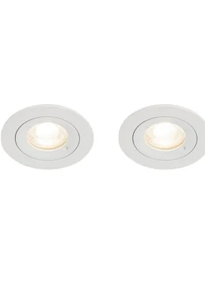 Expédition Rapide QAZQA Xena spot encastrable - set de 2 - 8x8cm - IP44 - rond - blanc mat