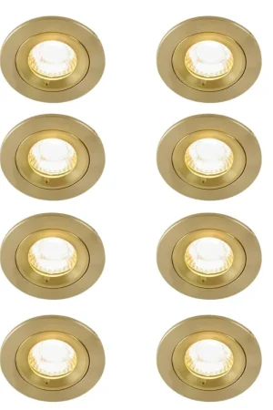 Commander Vite QAZQA Xena spot encastré - set de 8 - 8x8cm - IP44 - rond - or