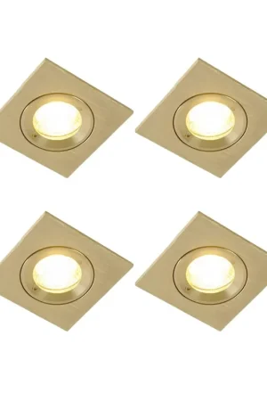 Dernier Modèle QAZQA Xena spot encastré - set de 4 - 8x8cm - IP44 - carré - or