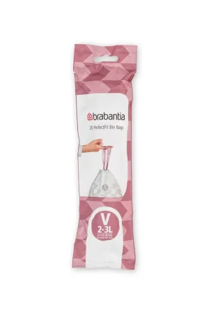 Brabantia PerfectFit Sacs poubelle - fermeture à cordon - code V - 2-3L - 20 pièces Vente Directe
