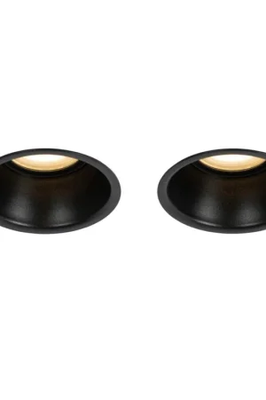 Achat Immédiat QAZQA Dept Spot encastrable moderne - set de 2 - 8,8x8,8x9,2cm - dimmable - IP44 - noir mat