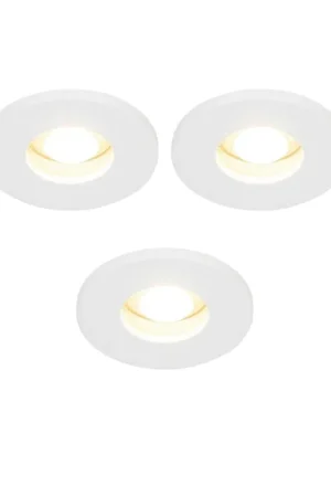 Soldes QAZQA Shed Spot encastrable - set de 3 - 8,5x8,5cm - IP54 - rond - blanc mat