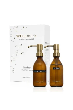 Wellmark Coffret soins des mains giftset - crème pour les mains 250ml - lotion pour les mains 250ml - bambou - ambre - texte soap Super Prix