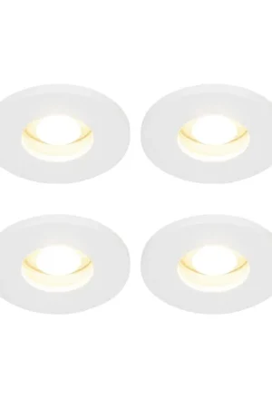 Certifié QAZQA Shed Spot encastrable - set de 4 - 8.5x8.5cm - IP54 - rond - blanc mat
