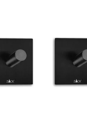 Zack Peco patère 4.2x4.2cm carrée autocollante Noir Mat set de 2 Meilleur Prix