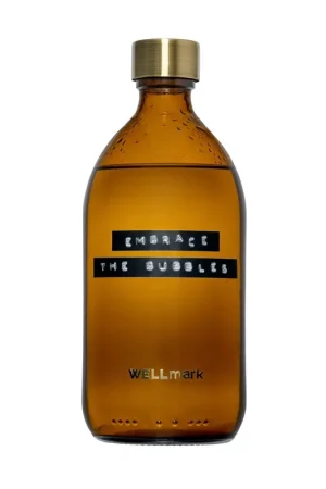Wellmark Savon pour le bain verre brun bouchon en laiton bouteille 500ml texte EMBRACE THE BUBBLES Réduction