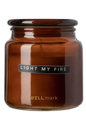 Wellmark Bougie parfumée - 9.5x11cm - cèdre - texte LIGHT MY FIRE Bon Plan