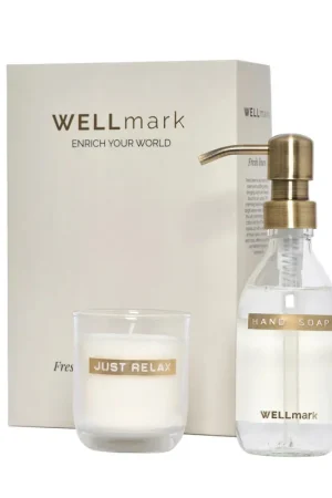 Achat Immédiat Wellmark Discover coffret cadeau - savon liquide et bougie parfumée - linge frais - verre clair