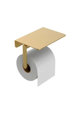 Wiesbaden Alonzo porte-rouleau de papier toilette avec tablette laiton brossé PVD Populaire