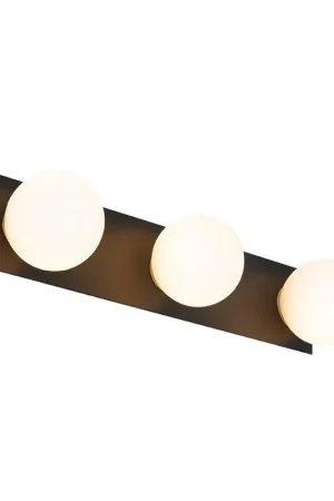 Solde QAZQA Cederic Applique murale moderne noir 48 cm IP44 3 lumières