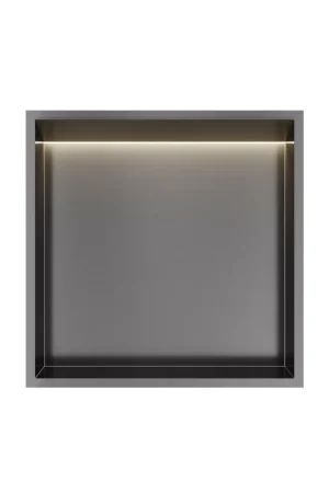 Certifié Hotbath &MORE Boîte encastrée ou niche encastrée - 30x30x10 - avec LED IP44 - Gunmetal brossé PVD