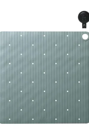 Sealskin Ribb Tapis de douche - 55x55cm - Antidérapant - inclus - crochet noir - Vert Offre Limitée