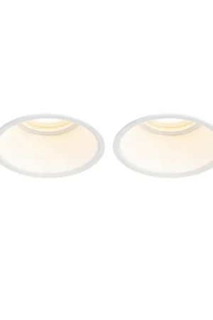 Expédié Aujourd'hui QAZQA Dept spot encastré - set de 2 - 8,8x8,8x9,2cm - dimmable - IP44 - blanc mat