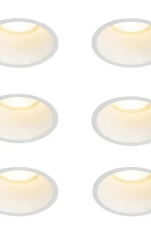 Dernière Chance QAZQA Dept spot encastrable - set de 6 - 10,5x10,5x10,4cm - dimmable - IP44 - blanc mat