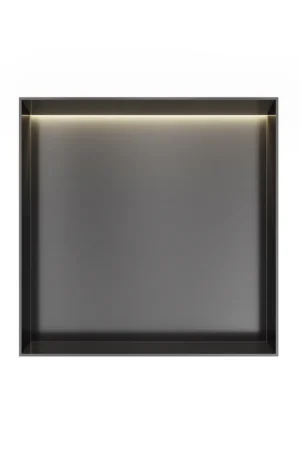 Bon Plan Hotbath &MORE Boîte encastrée ou niche encastrée - 30x30x10 - sans cadre + LED - Gunmetal brossé PVD