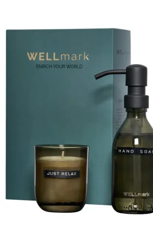 Wellmark Discover coffret cadeau - savon pour les mains et bougie parfumée - dark amber - verre noir fumé Prix Réduit