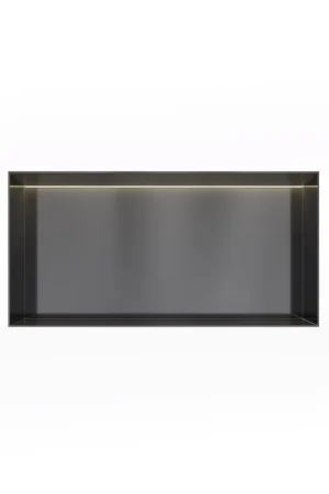 Vente Directe Hotbath &MORE Boîte encastrée ou niche encastrée - 30x60x10 - sans cadre + LED - Noir brossé PVD