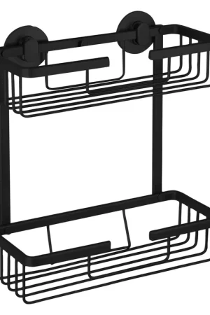 Differnz Panier métallique en aluminium rectangulaire 25x11,6x30cm 2 niveaux noir Marque