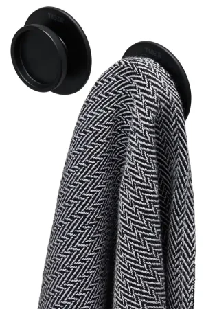 Tiger Tess Crochet porte-serviettes - rond - 2 pièces - autocollant - noir Nouveauté