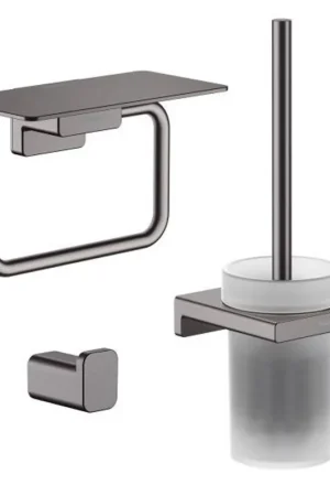 Solde Hansgrohe Addstoris Ensemble d‘accessoires WC - 3 pièces - Chrome brossé noir