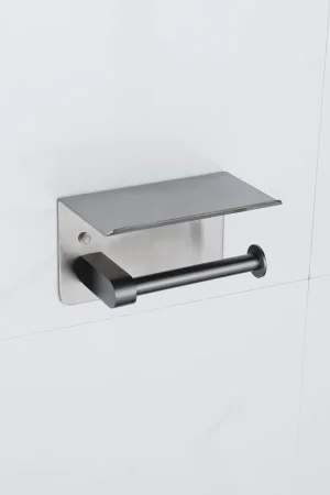 Bon Marché Fortifura Calvi Porte-rouleau papier WC - avec plateau - gunmetal