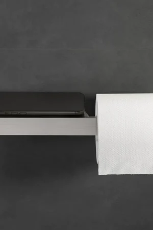 Soldes Geesa Shift Porte-rouleau de papier toilette sans couvercle avec tablette inox brossé
