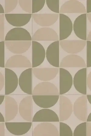 Offre Limitée Sol vinyle rouleau TRENTO 2M , Motif rétro beige et vert, rouleau 2.00 m