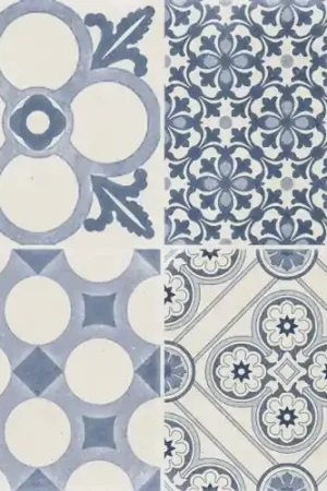 Authentique Carrelage sol effet carreaux de ciment Water Azur 44x44 cm