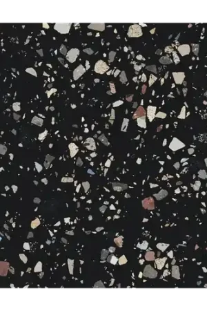 Authentique Carrelage sol et mur effet Terrazzo poli Gemme noir 60x120 cm