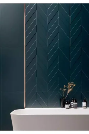 Certifié Faïence Marca Corona 4D 40x80 Blue Chevron