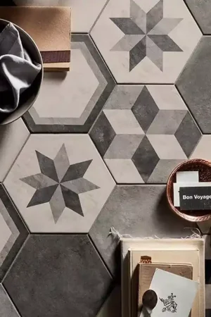 Dernière Chance Carrelage Décor Marca Corona Terra Exagone Mix Anthracite 25x21,6