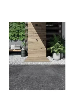 Carrelage extérieur 2cm effet pierre Flaviker Nordik Stone Black 90x90 Nouveauté