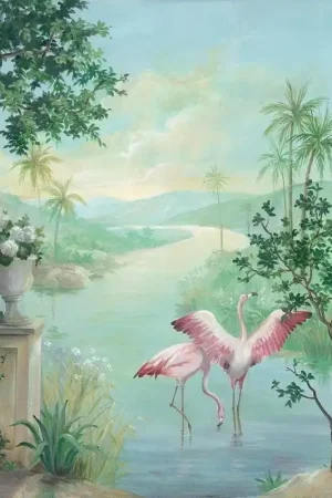 Achat Immédiat Papier peint panoramique Paisaje con Flamencos