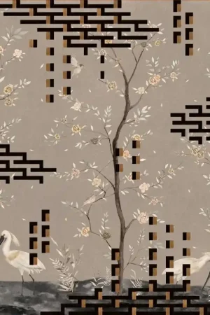 Vente Directe Papier peint panoramique Tetris Chinoiseries