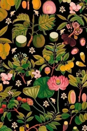Bon Marché Papier peint panoramique Asian Fruits and Flowers