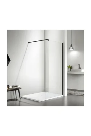 Bon Plan Paroi de Douche Fixe 100 cm Verre 8 mm Profilé Noir mat - Bahia