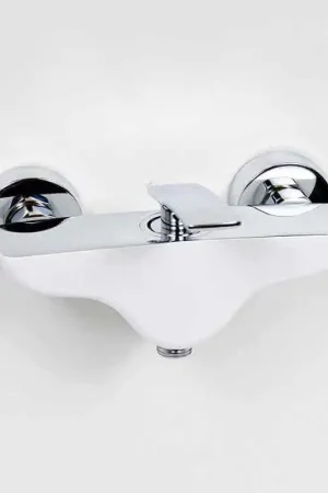 Robinet Mitigeur de Douche Mural - Chromé et Blanc - Concep‘t Seulement Aujourd'hui