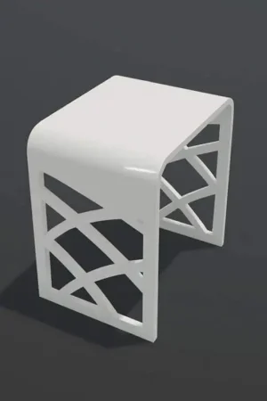 Tabouret Salle de Bain Solid Surface Blanc Mat - 40x30 cm - Tendance Promotion