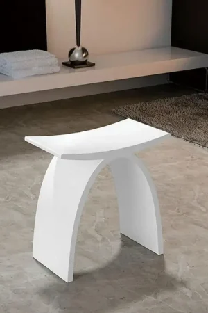 Tabouret de Salle de Bain - Solid surface Blanc Mat - 43 cm - Minéral Acheter En Ligne