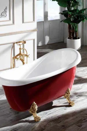 Baignoire ilot Ovale - Acrylique Rouge et Blanc - 150x72 cm - Vérone Dernière Chance