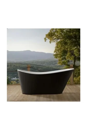 Baignoire îlot Ovale - Acrylique Noir et Blanc - 170x80 cm - Sicile Bon Plan