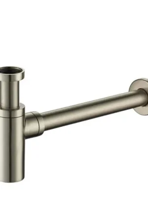 Siphon Lavabo Design Totem Tubulaire Laiton - Finition Inox Brossé Prix Réduit
