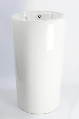 Retour Gratuit Lavabo Totem Cylindre - Céramique Blanc - 46x82 cm - Sigma