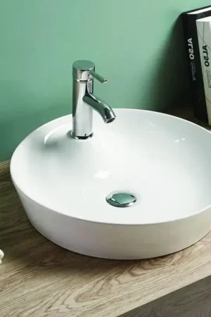 Vasque à Poser Ronde - Céramique Blanc Brillant - 44 cm - Lodge Prix Réduit