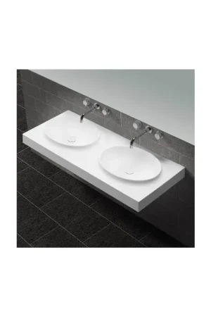 Achat Immédiat Lavabo Suspendu Double Vasque Moulées Solid surface Blanc 120cm Origin