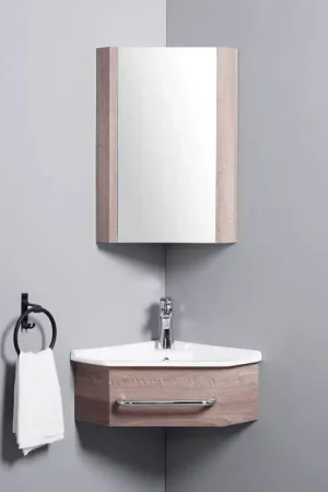 Meilleur Prix Meuble de Salle de Bain d‘Angle Bois - Lave Main - 42x42 cm - Kara