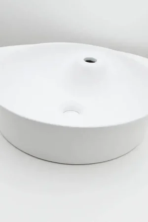 Vasque à Poser Ronde - Céramique Blanc Mat - 44 cm - Lodge Réduction
