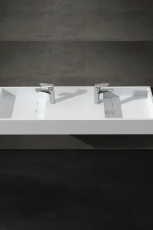 Réduction Lavabo double vasque suspendu rectangle Solid Surface 120cm-Twins